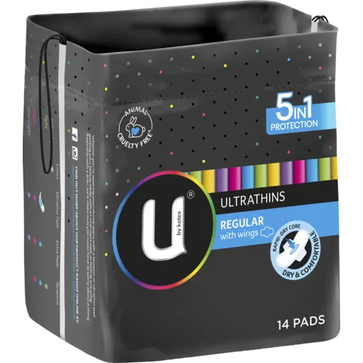 U BY KOTEX FEMININE PAD ULTRATHIN WING REGULAR 14 PCE