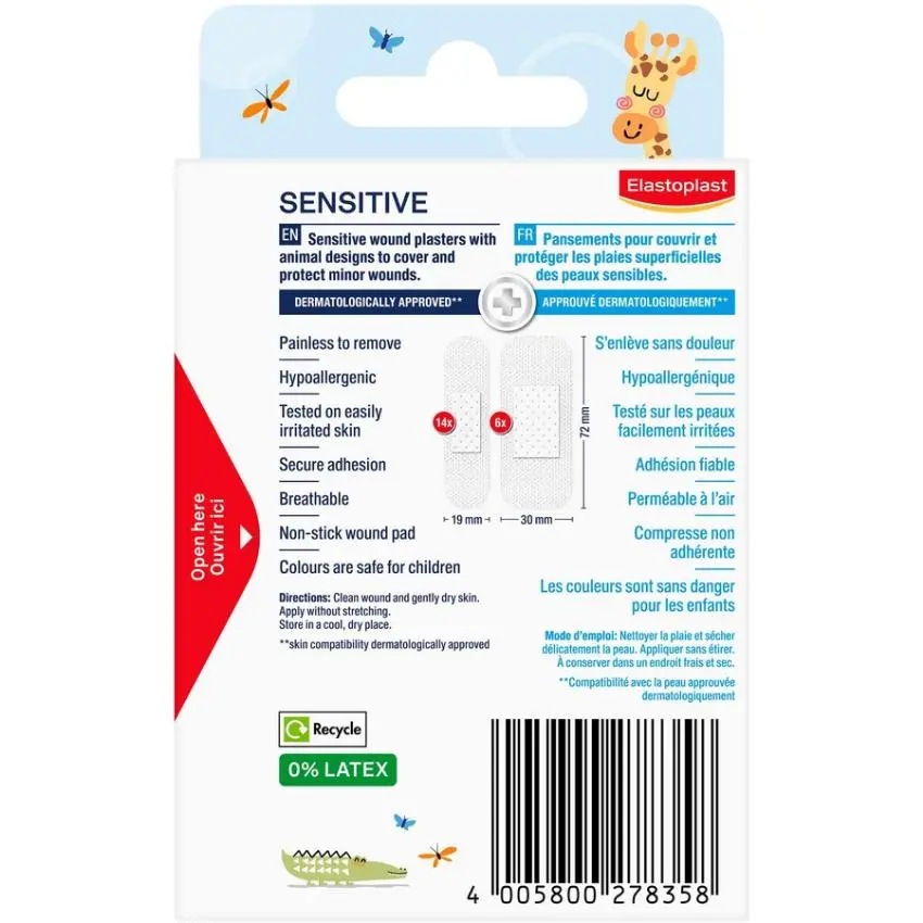 ELASTOPLAST STRIPS KIDS SENSITIVE ANIMAL 20 EA