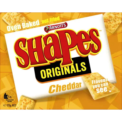Arnott's Shapes Snacks Cheddar 175g
