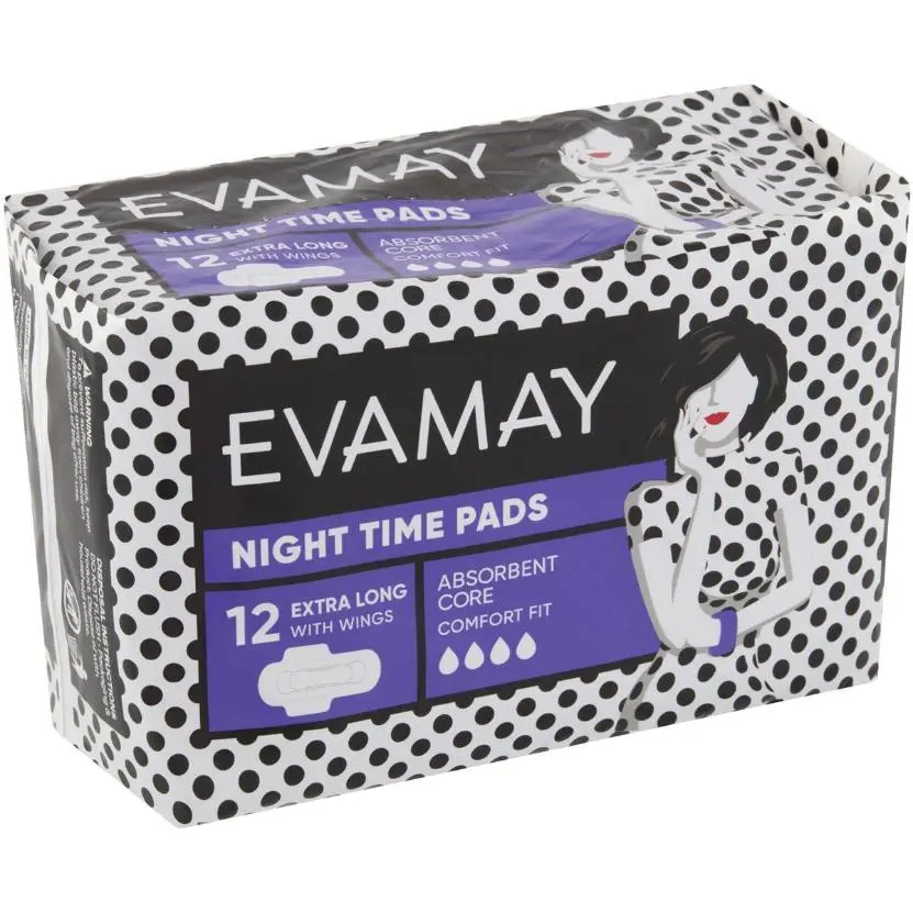 Evamay Overnight Pads Extra Long With Wings 12 Pack