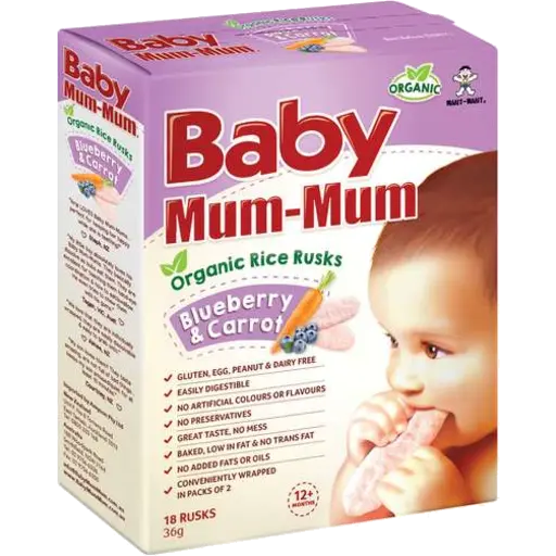 Baby Mum-Mum Organic Rice Rusks Blueberry and Carrot 36g