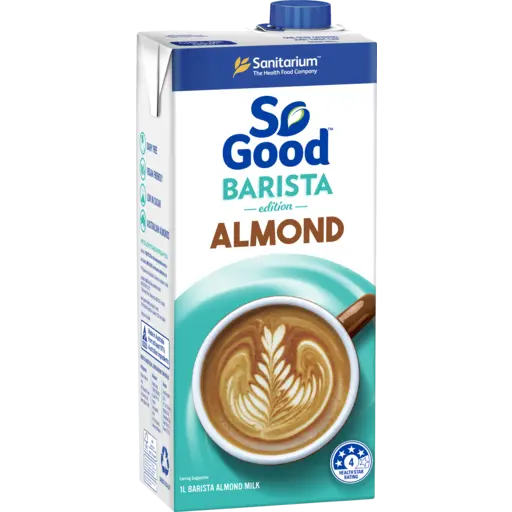 SANITARIUM SO GOOD DAIRY SUBSTITUTE BARISTA ALMOND MILK UHT 1L