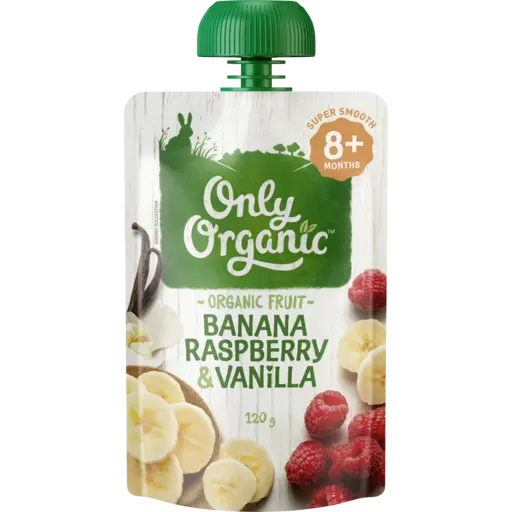Only Organic Baby Food Banana Raspberry & Vanilla 120g