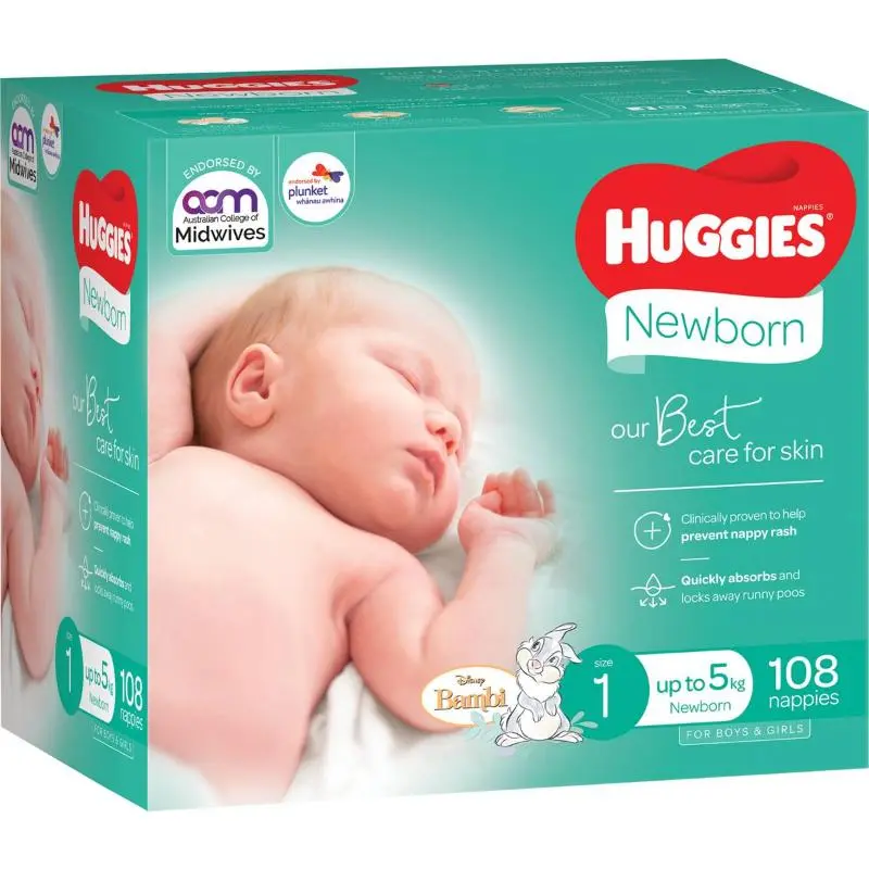 HUGGIES NAPPY SKIN PROTECTION SIZE 1 JUMBO 108 PCS