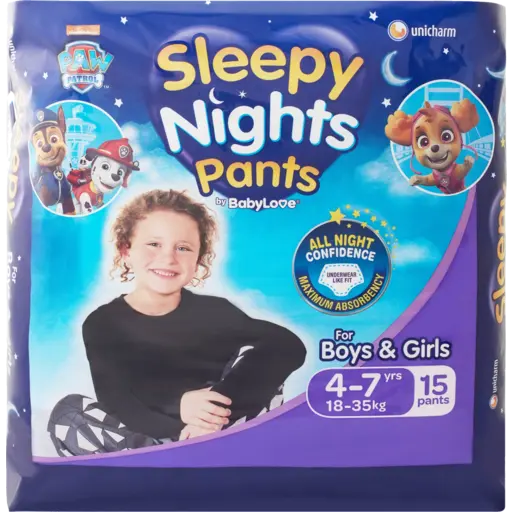 Babylove Sleepy Nights 4 - 7 Years 15 Pack