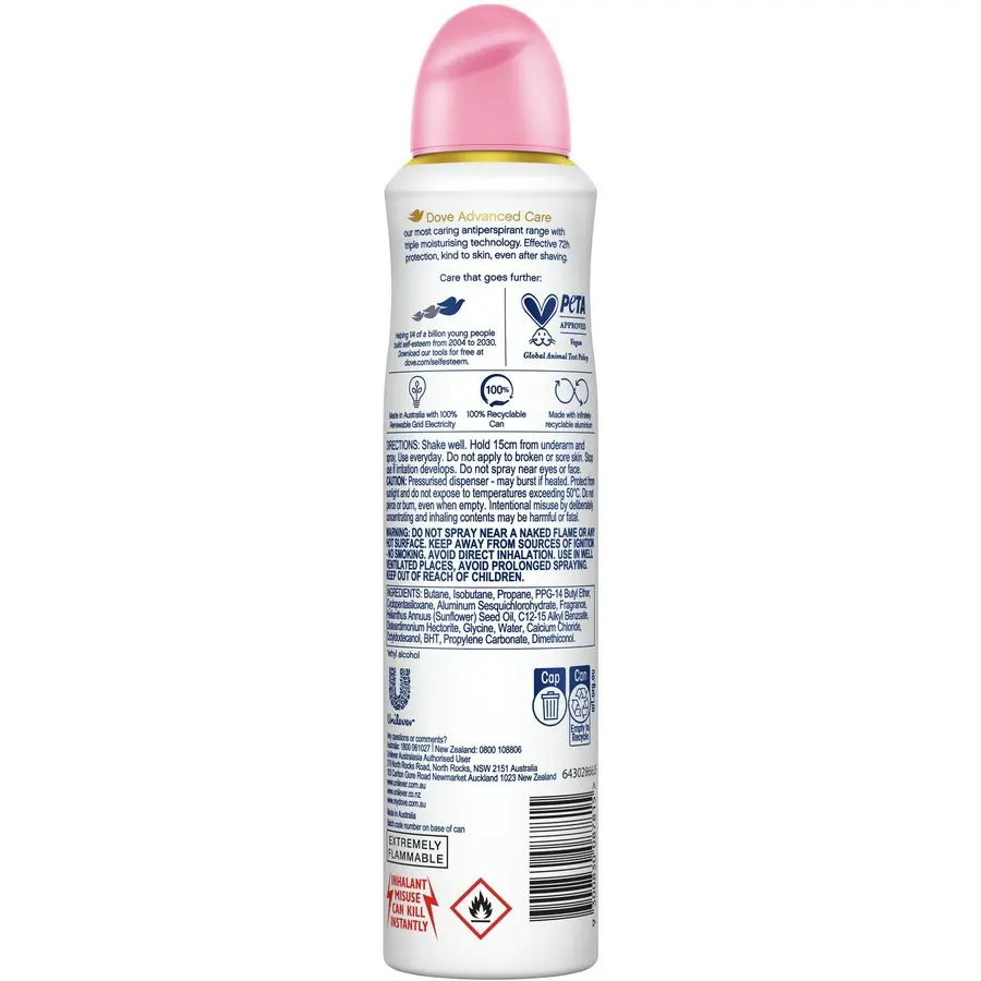 DOVE ADVANCED ANTIPERSPIRANT AEROSOL ACAI BERRY AND WATERLILY 250ml