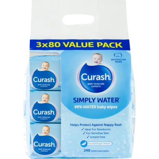 Curash Wipes Simply Water 80 x 3