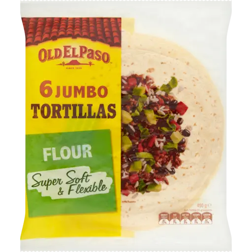 Old El Paso Mexican Tortillas Jumbo 6 Pack 450g