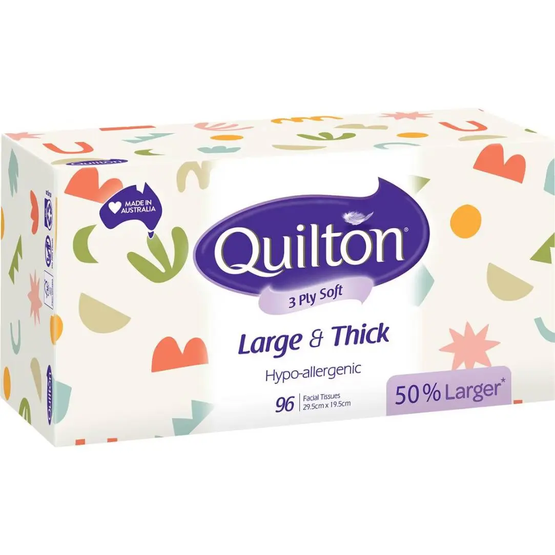 Quilton Large & Thick Hypo-Allergenic Facial Tissue 96 Pack