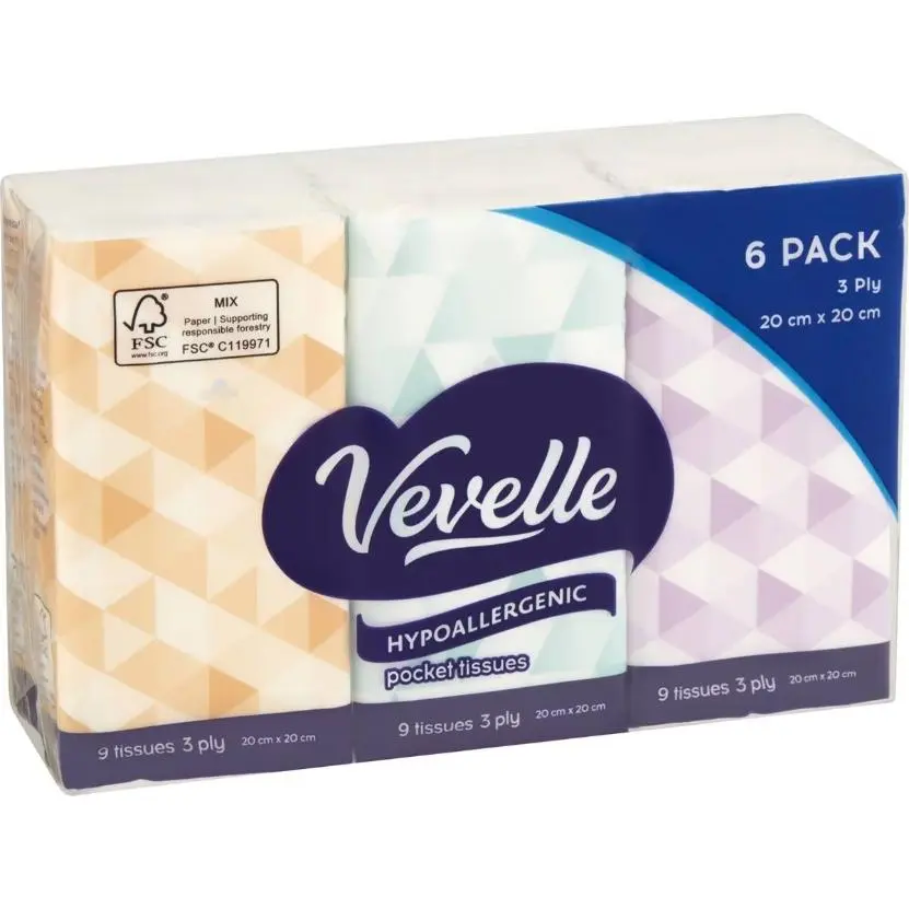 Vevelle 3 Ply Hypoallergenic Facial Tissues