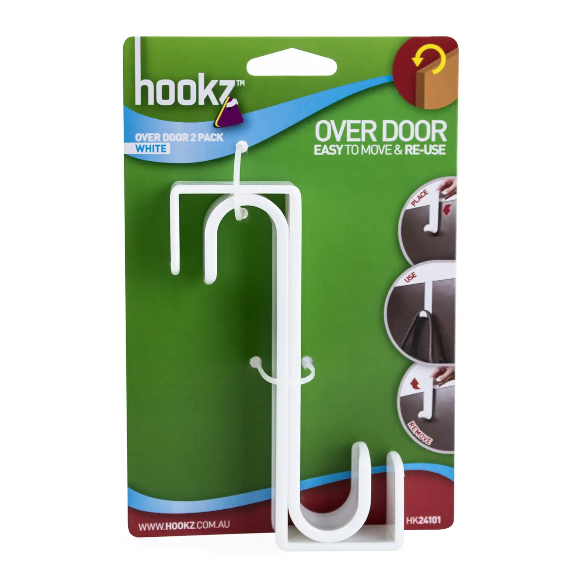 Hookz White Hook Over Door Hook - 2 Pack