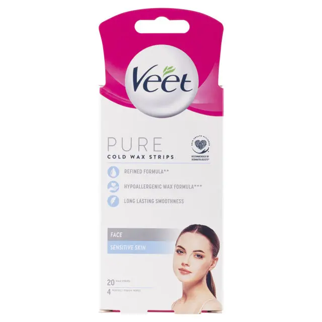 VEET PURE HAIR REMOVAL COLD WAX STRIPS FACE 20ea