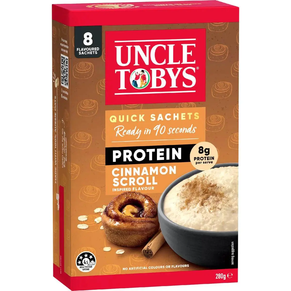 Uncle Tobys Oats Protein Quick Sachets Cinnamon Scroll