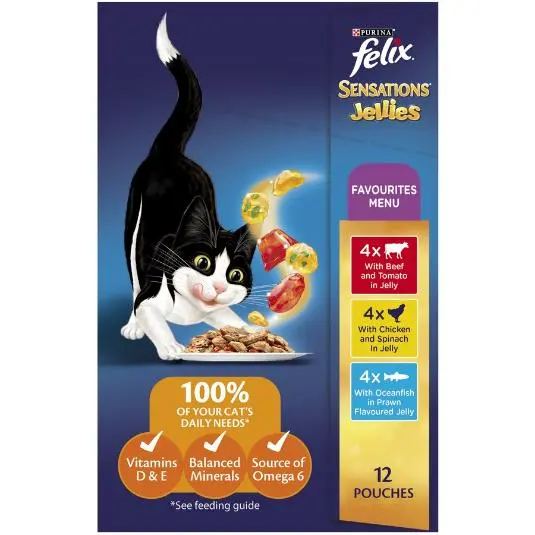 PURINA FELIX SENSATIONS PET FOOD FAVORITES MENU 12X85G