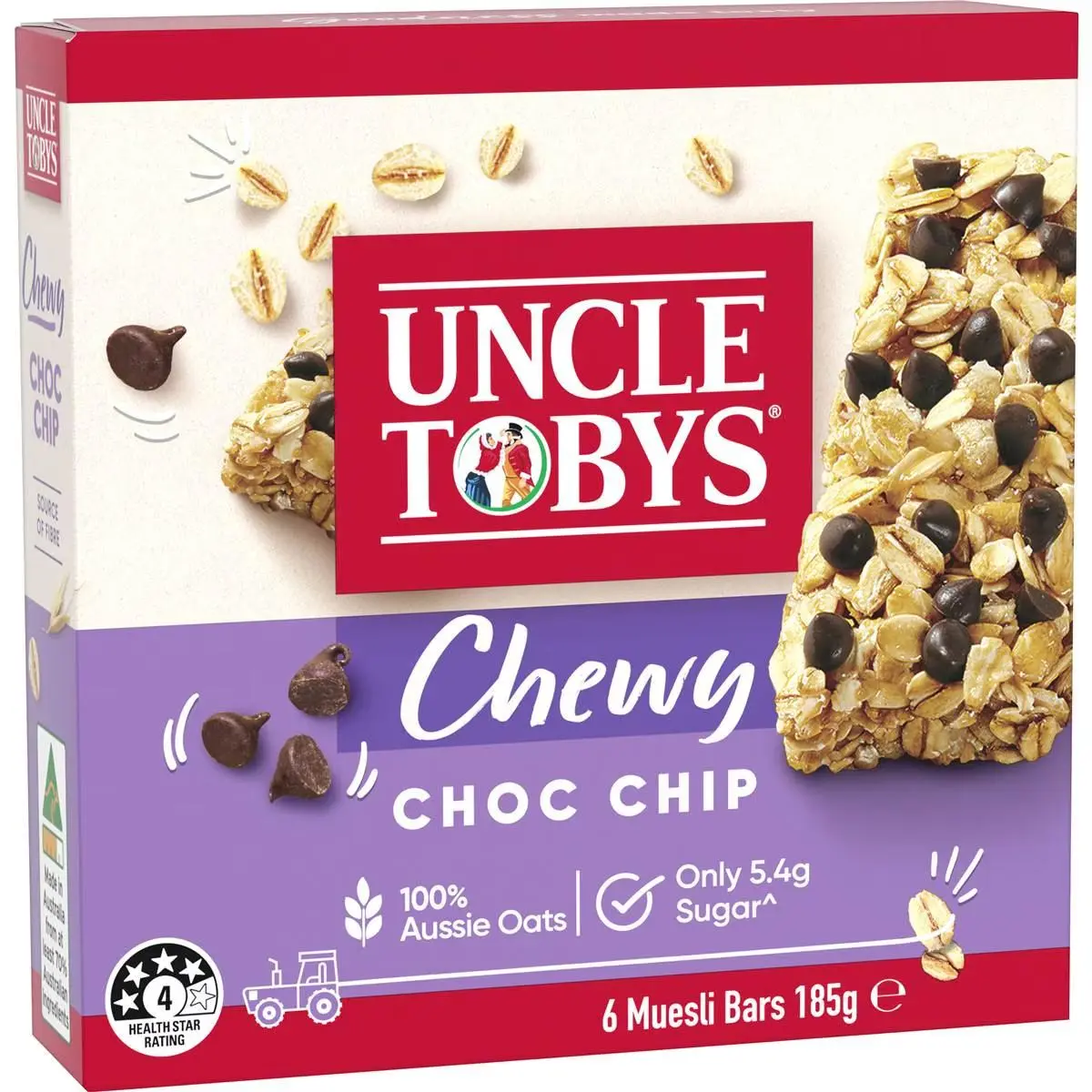 UNCLE TOBYS MUESLI BAR CHOCOLATE CHIP 185G