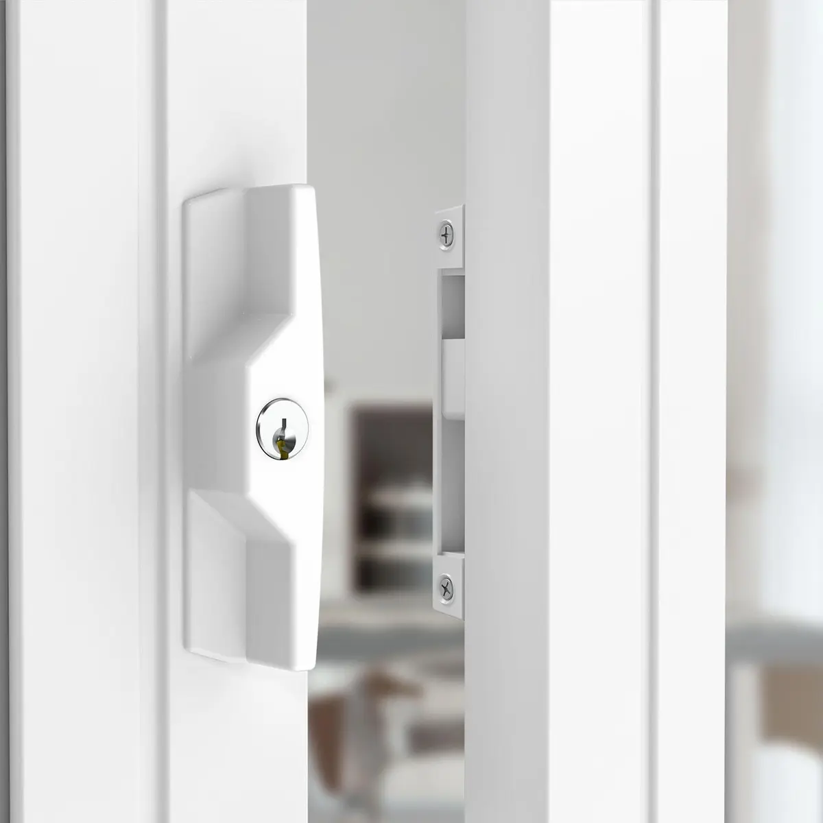Rolltrak Keyed Sliding Door Lock White 8635
