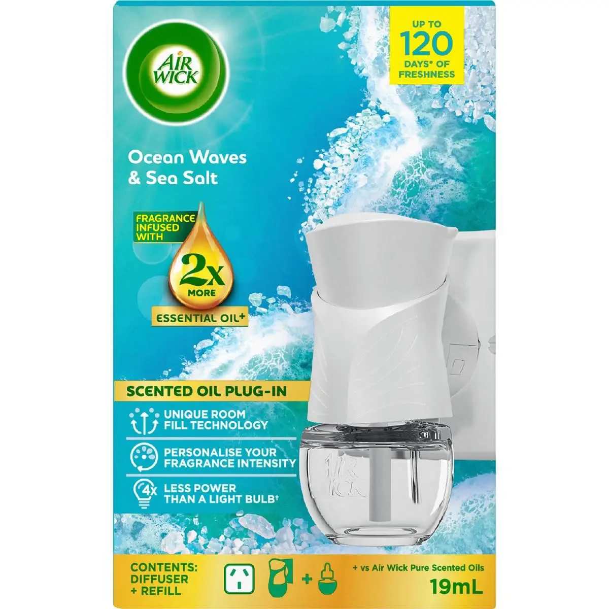 Air Wick Essential Oil Air Freshener Plug In Diffuser Ocean Waves & Sea Salt 19ml