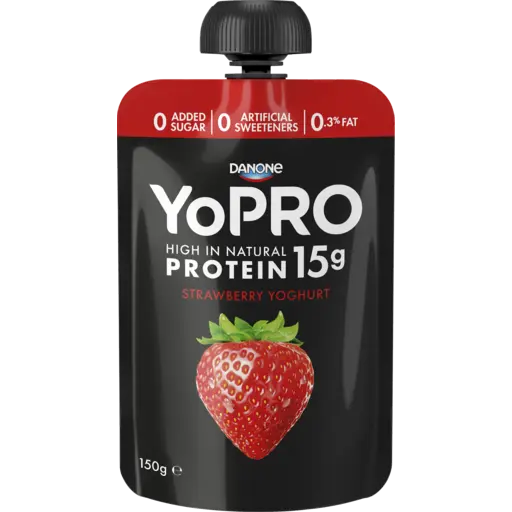 YoPRO High Protein Yoghurt Pouch No Added Sugar Strawberry 150g