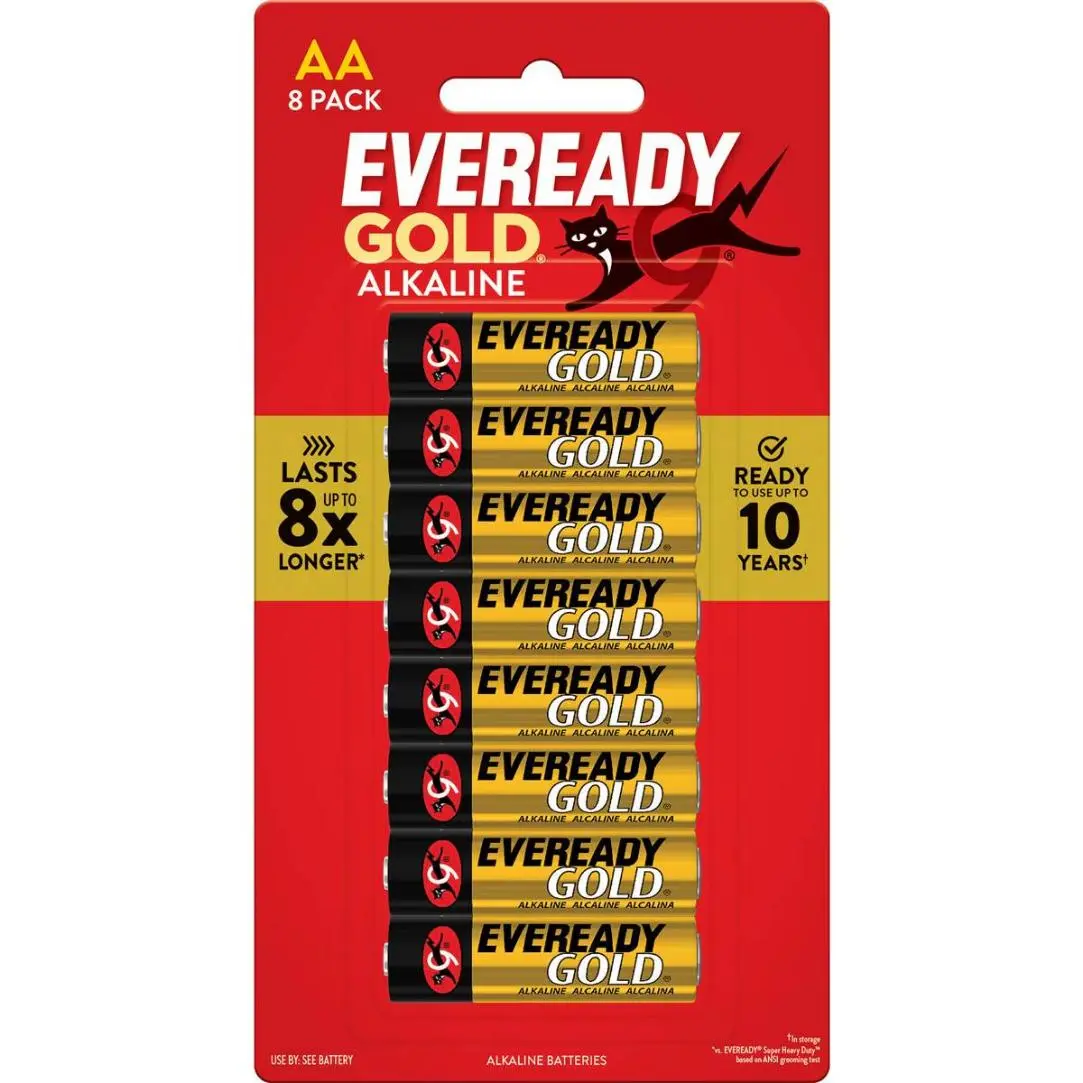 Eveready Gold Alkaline AA Batteries 8 Pack