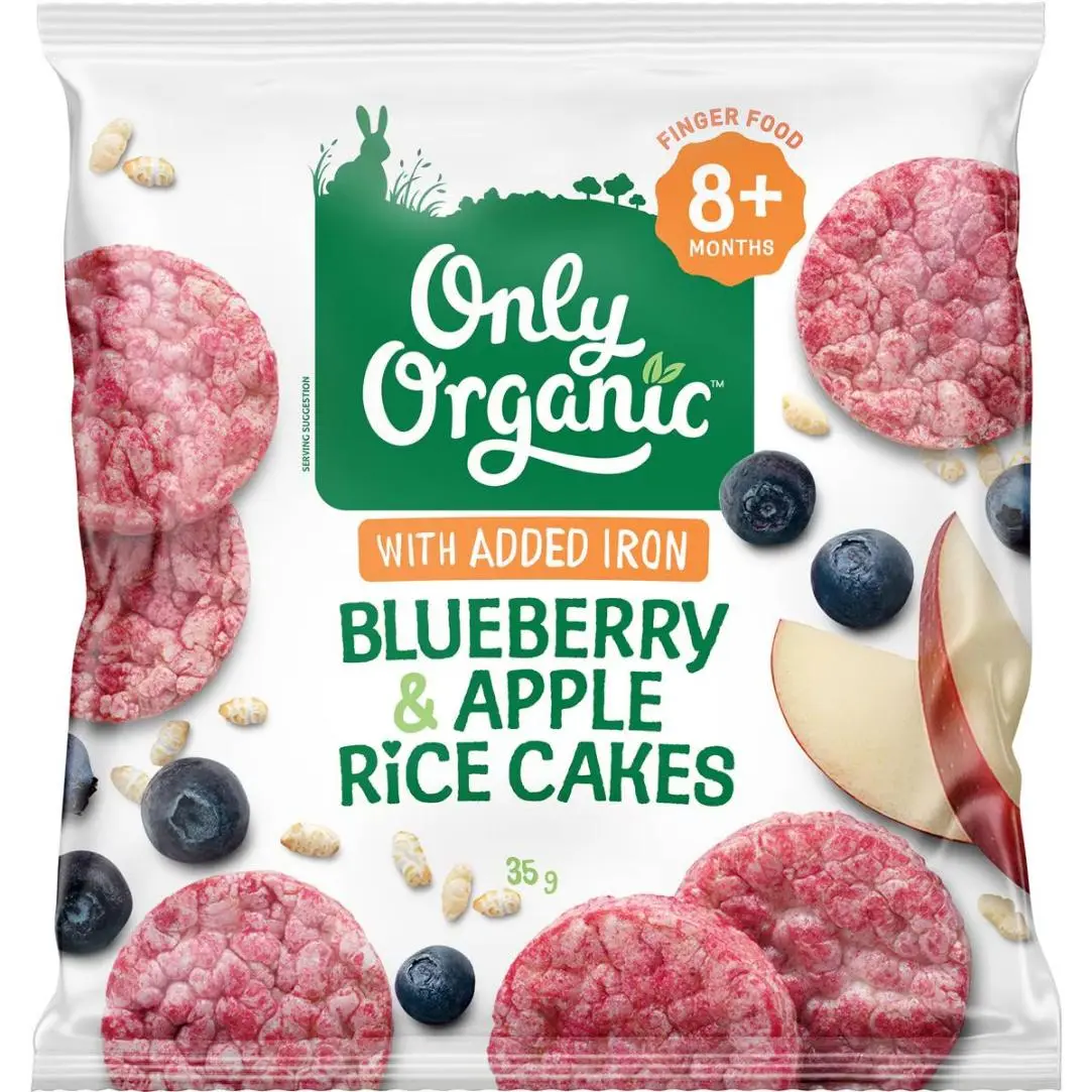 Only Organic Baby Food Rice Cakes Blueberry Apple 35g