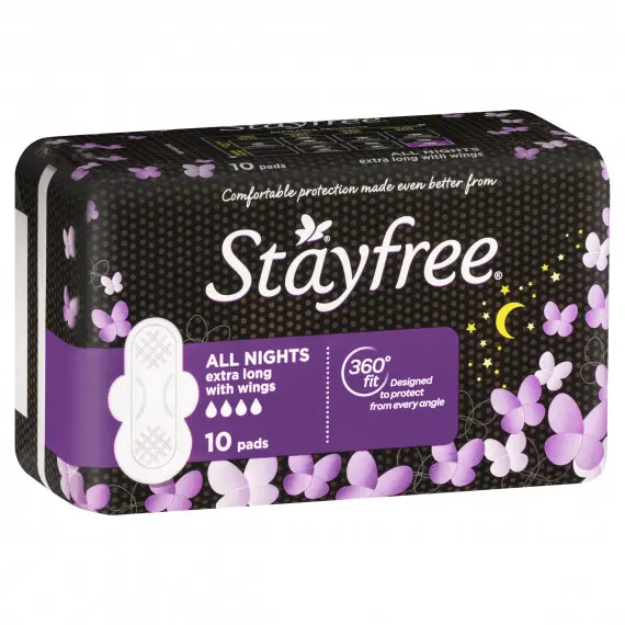 STAYFREE Maxi Sanitary Napkins All Night Wings 10
