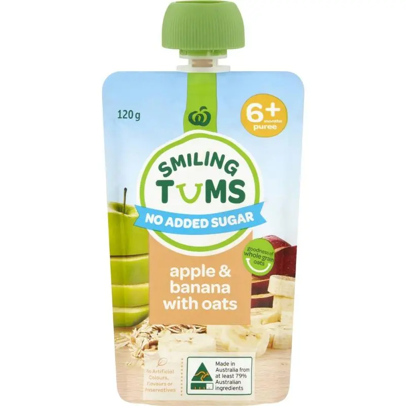 Woolworths Smiling Tums 6 Months+ Apple & Banana With Oats