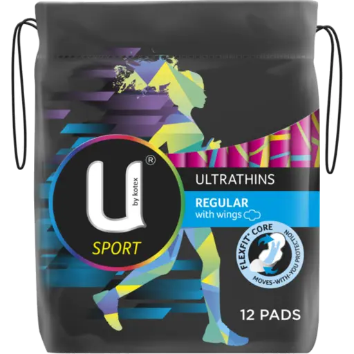 U BY KOTEX FEMININE PAD ULTRATHIN WING SPORT REGULAR 4X12 PCE