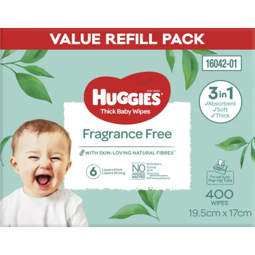 HUGGIES BABY WIPES FRAGRANCE FREE 1X400 ST