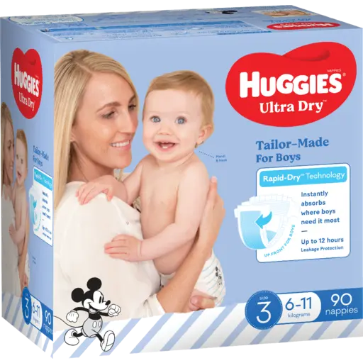 HUGGIES ULTRA DRY NAPPY SIZE 3 BOY JUMBO 90 PCS