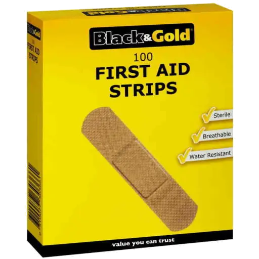 Black & Gold 100 First Aid Strips