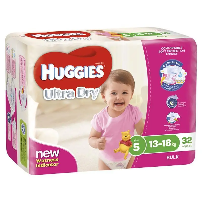 HUGGIES ULTRA DRY NAPPY SIZE 5 WALKER GIRL 4X32 PCE