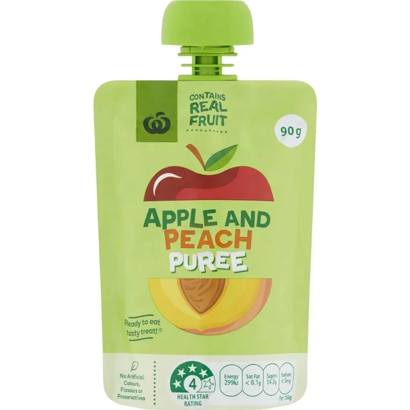 Woolworths Apple & Peach Puree In Pouch