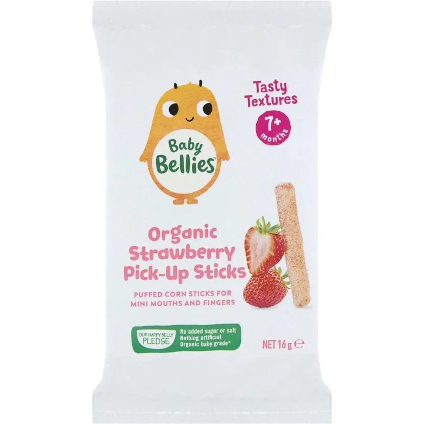 LITTLE BELLIES ORGANIC PICK-UP STICKS STRAWBERRY 16g