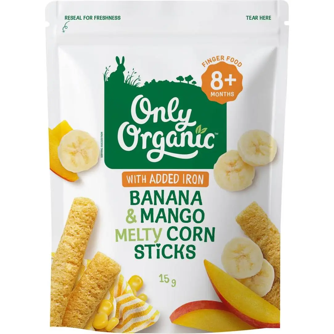Only Organic Baby Food Banana & Mango Corn Sticks 15g