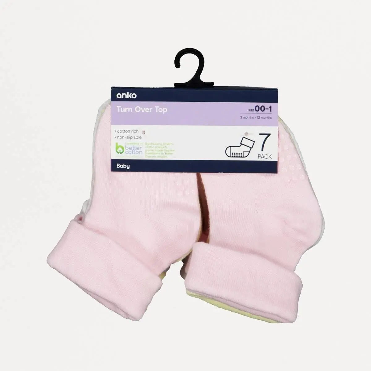 7 Pack Baby Turn Over Top Socks
