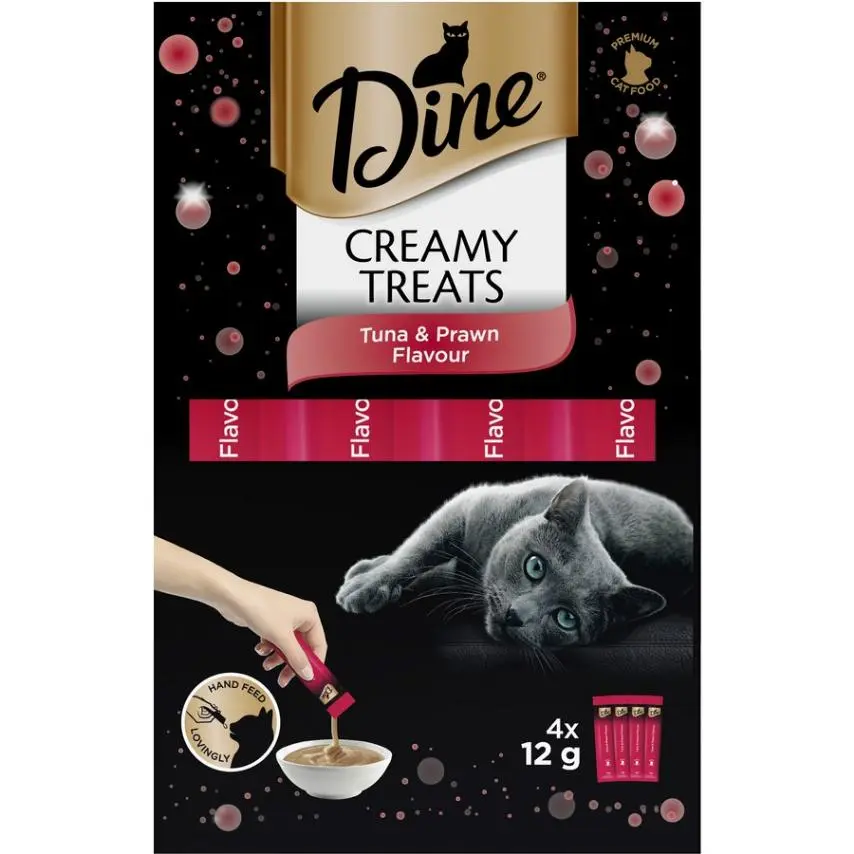 DINE Creamy Treats Tuna and Prawn 4x12g