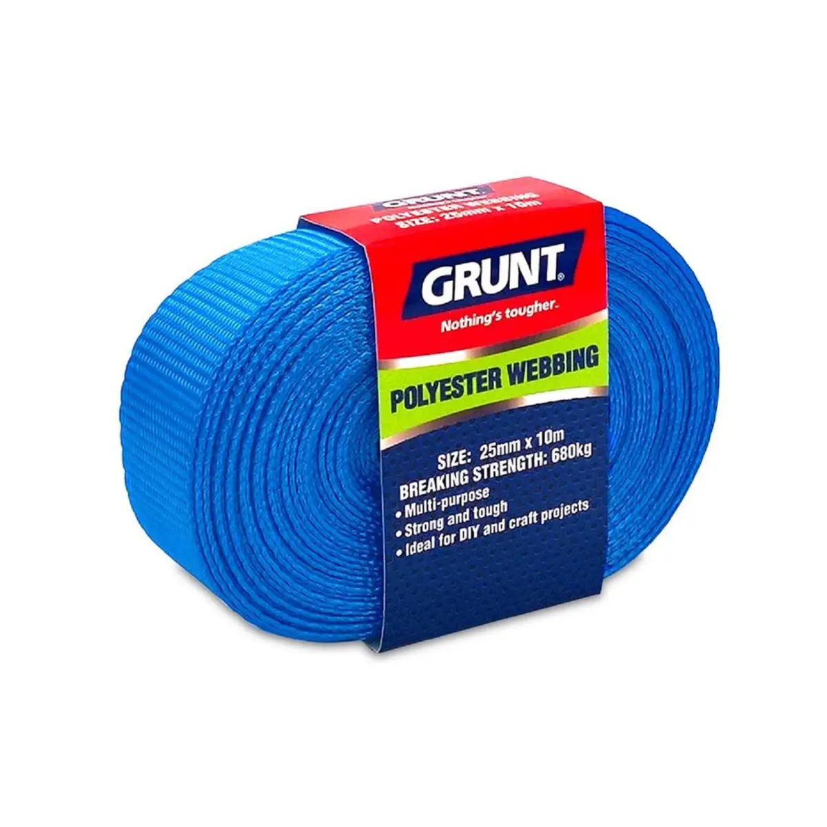 GRUNT 25mm x 10m Blue Poly Webbing