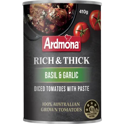 Ardmona Rich & Thick Diced Tomatoes with Basil & Garlic 410g