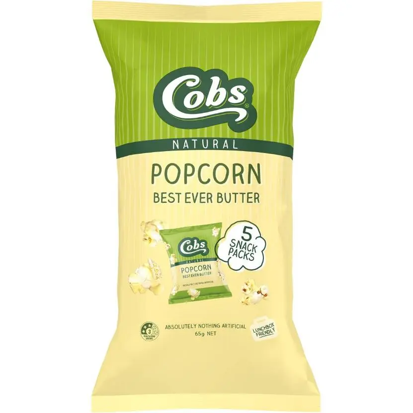 COBS NATURAL POPCORN BEST EVER BUTTER MULTIPACK 65G