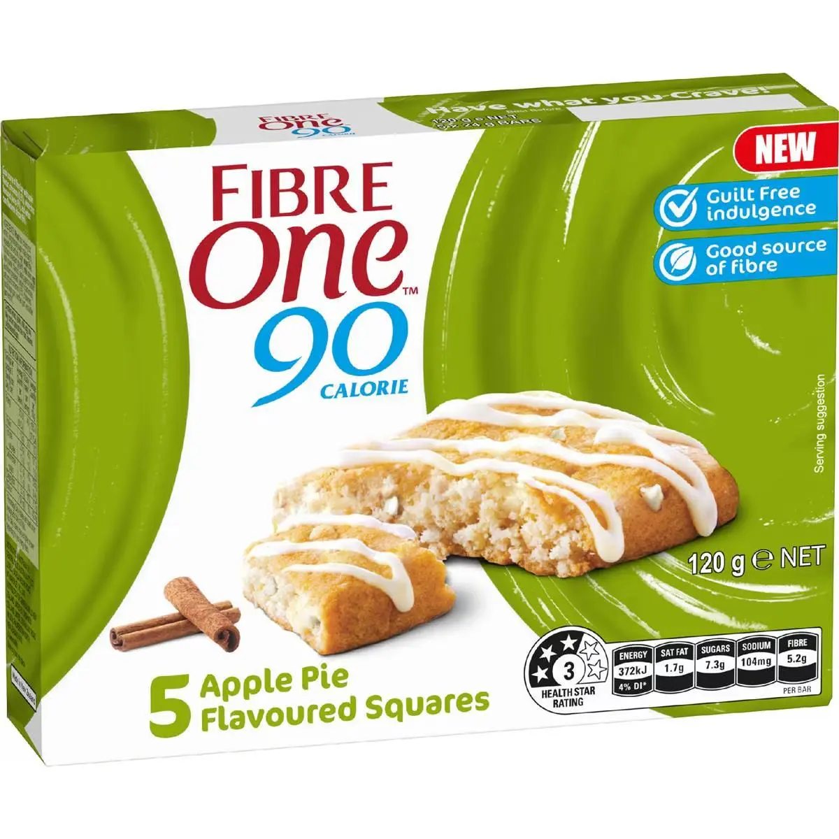 Fibre One Apple Pie Flavoured Squares 120g