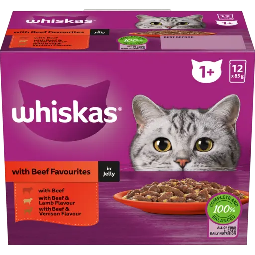 WHISKAS Beef in Jelly MVMS (12x85g)