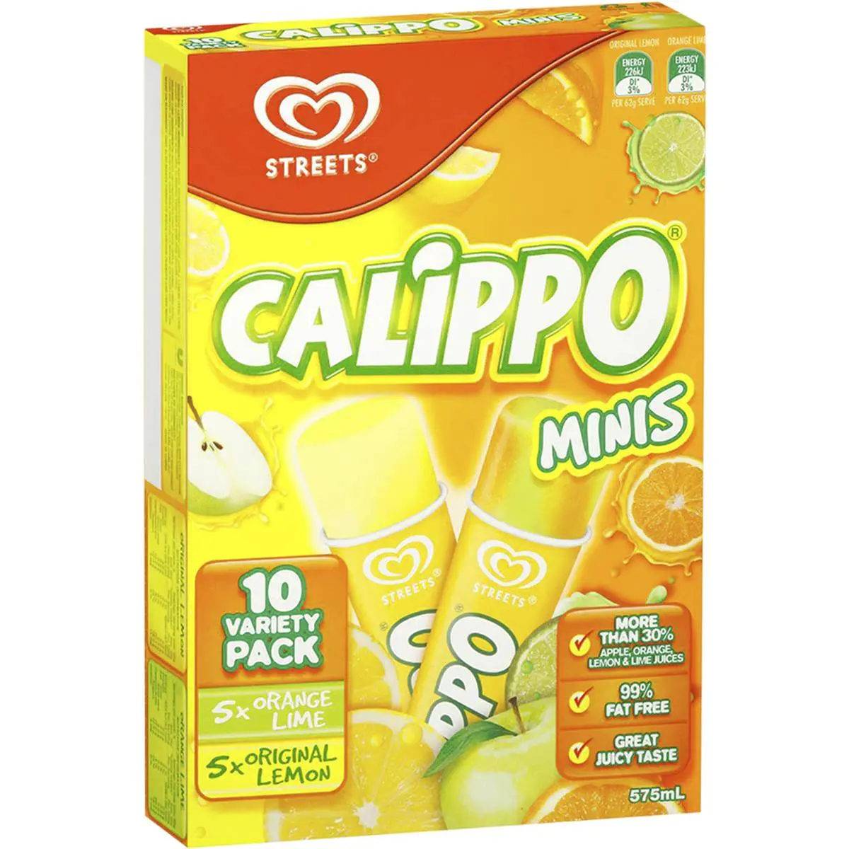 Calippo Mini Water Ice Lemon Orange Lime 575ml