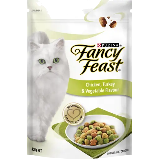 PURINA FANCY FEAST DRY CAT FOOD CHICKEN TURKEY&VEG 450G