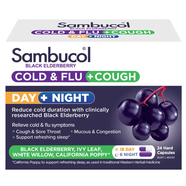 Sambucol Cold + Flu + Cough Day/Night 24 capsules
