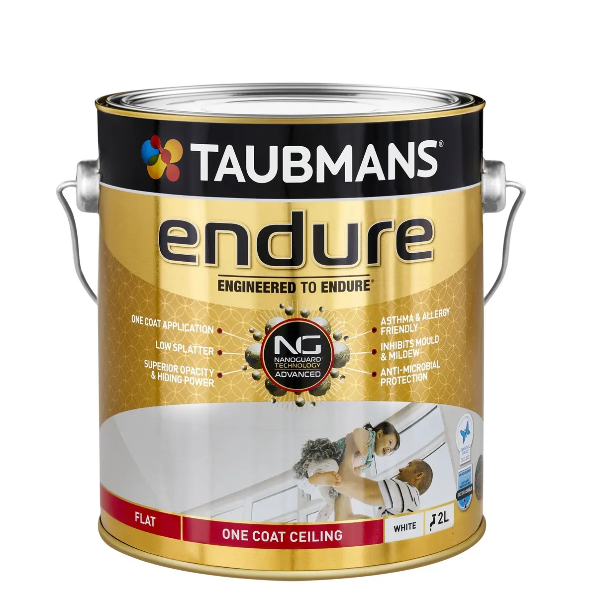 Taubmans Endure Flat One Coat Ceiling White 2 L
