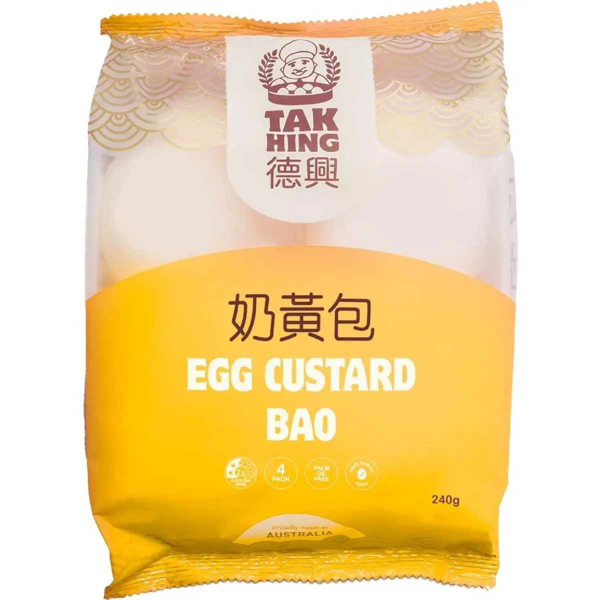 Tak Hing Egg Custard Bao 4 Pack 240g