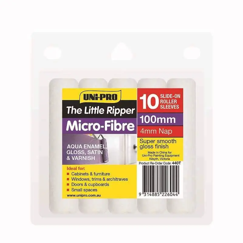 Uni Pro The Little Ripper Micro Fibre Roller Covers X 10