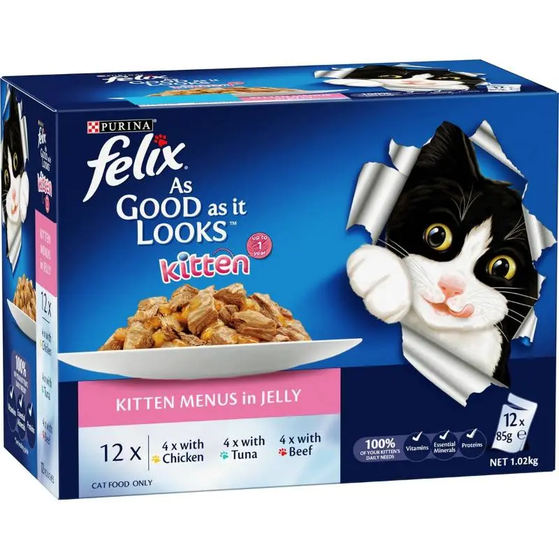PURINA FELIX KITTEN FOOD IN JELLY COMBIPACK 12X85G