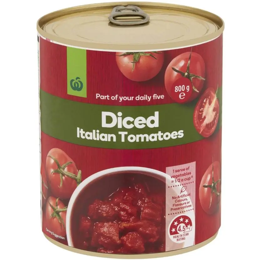 Woolworths Diced Italian Tomatoes 800g