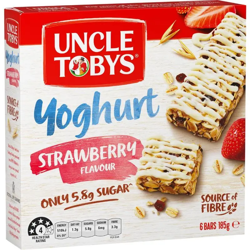 UNCLE TOBYS MUESLI BAR STRAWBERRY YOGURT 185G